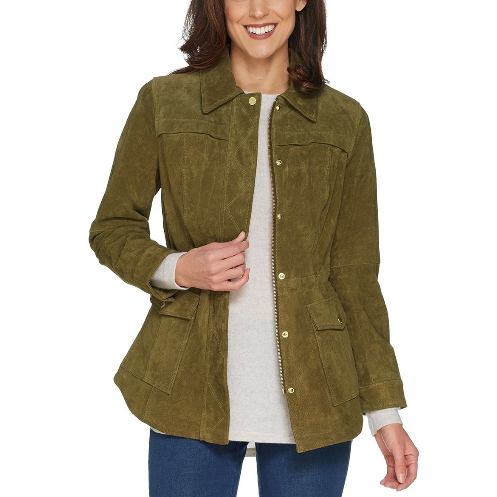 NWOT Suede Anorak Jacket with Patch Pockets